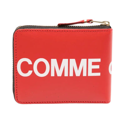 Comme Des Garcons Wallet Leather Logo Red