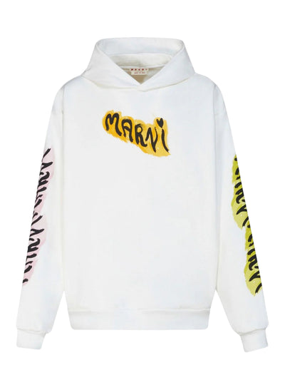 Marni Hoodie Graffiti Logo White