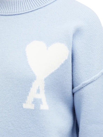 Ami Sweater De Coeur Logo Powder Blue