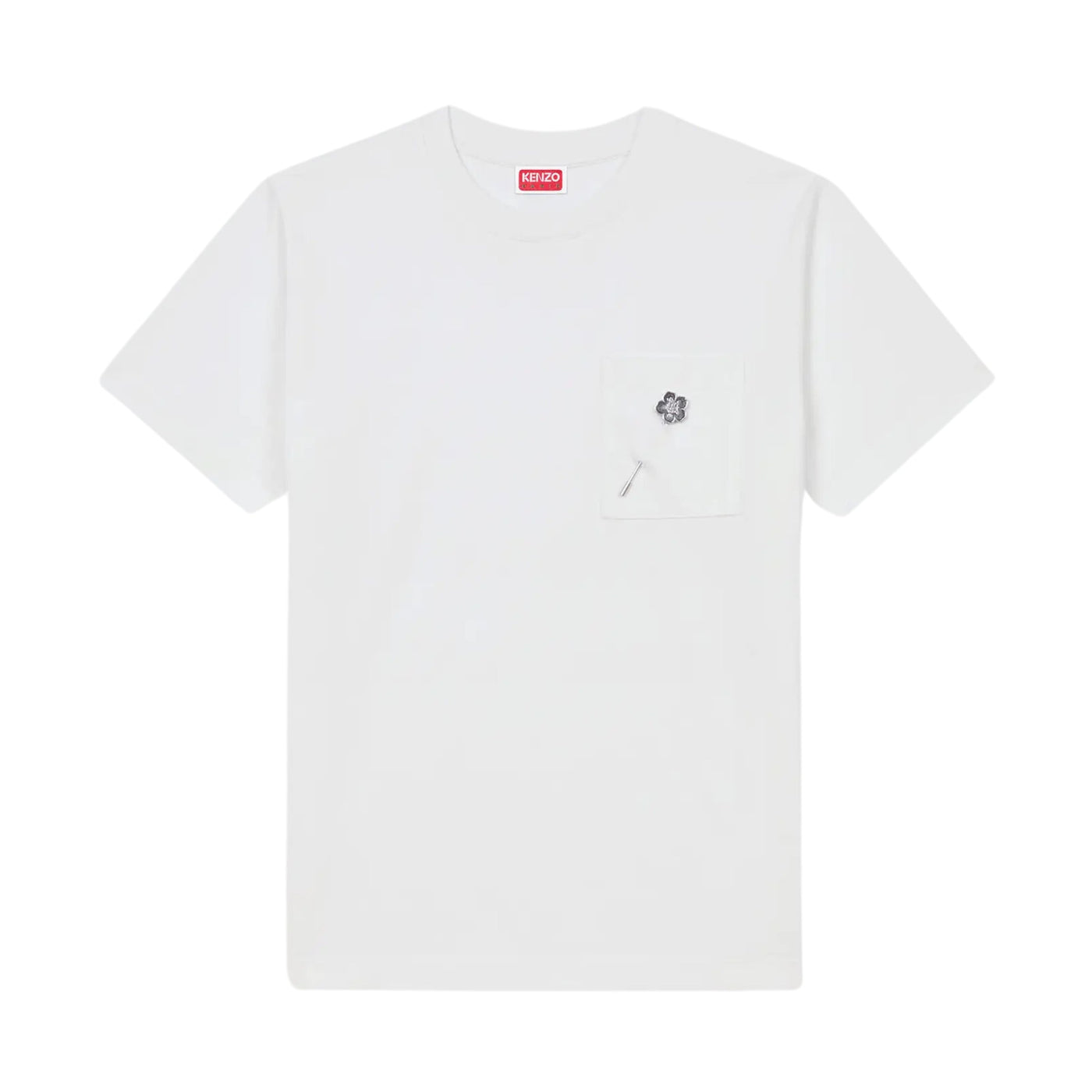 Kenzo T-Shirt Ladies Boke Flower On Pocket White