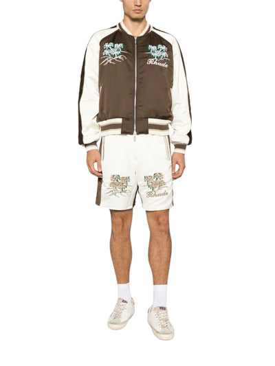 Rhude Shorts Satin Souvenier Ivory-Brown