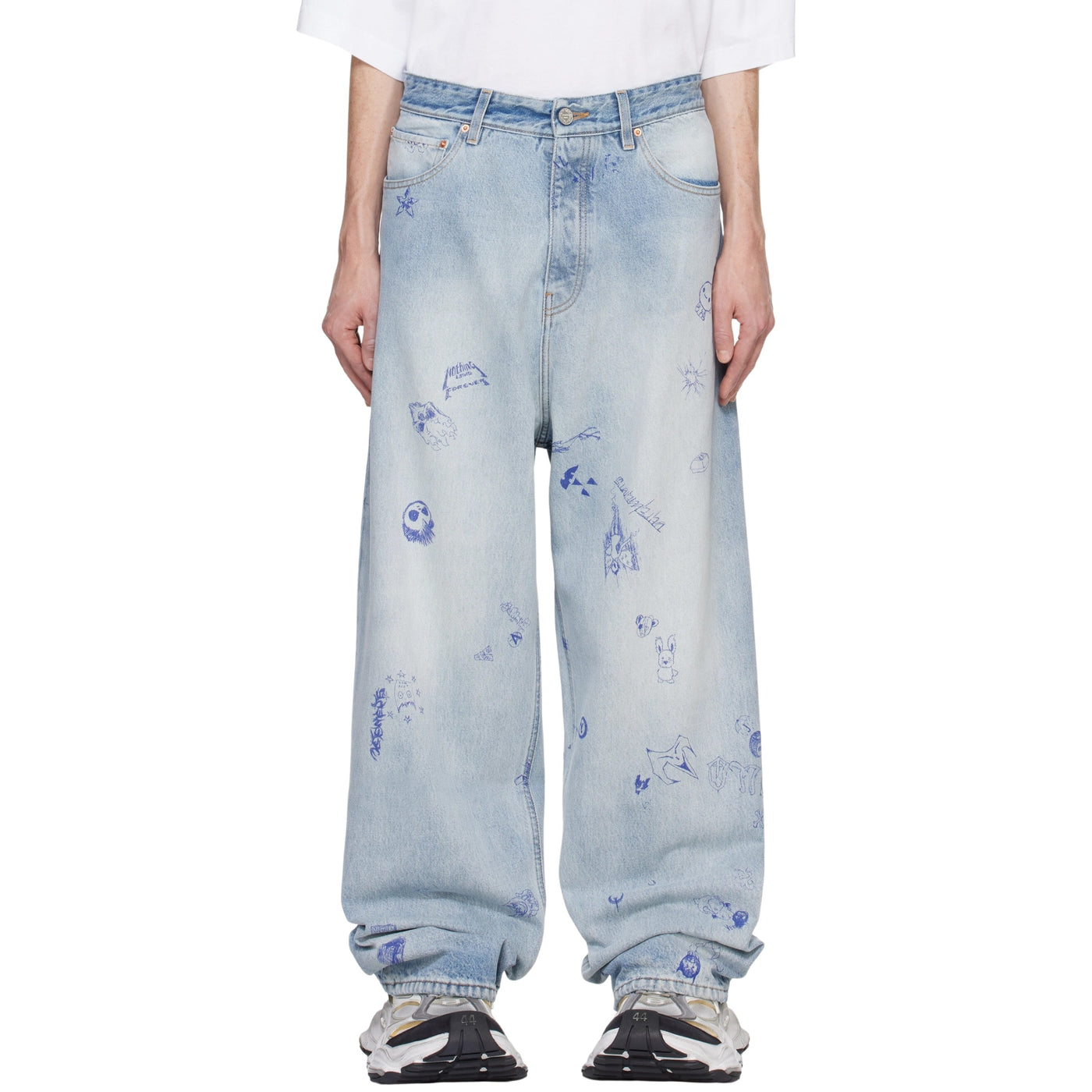 Vetements Jeans Scribbled Baggy Light Blue