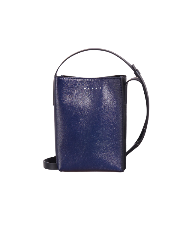 Marni Bag Shopper Shoulder Logo Navy