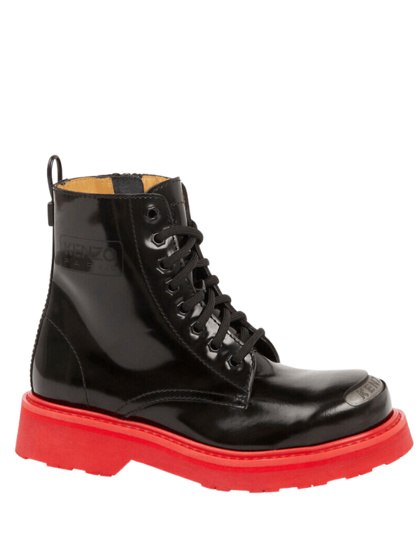 Kenzo Sneaker High Boot Calf Leather Black-Red